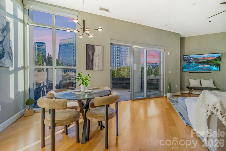 Experience elevated urban living in this extra-large one-bedroom residence at 333 West Trade Street in Uptown Charlotte. Located on the desirable sky terrace level, Unit 708 features soaring 11-foot ceilings and a unique open floor plan filled with natural light.
The expansive great room flows seamlessly into a dedicated dining area, offering flexible space for everyday living and entertaining.
The standout feature is the oversized private terrace — a rare Uptown retreat with ample room for grilling, outdoor dining, and lounge seating. Enjoy true indoor-outdoor living in a high-rise setting.
Steps from Bank of America Stadium, Spectrum Center, dining, nightlife, and cultural attractions, 333 West Trade offers premier amenities and unbeatable walkability. A rare opportunity to own a distinctive condo with exceptional outdoor space in the heart of Uptown.