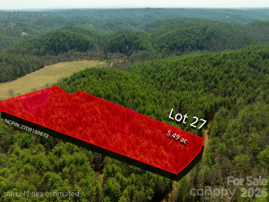 AMAZING RIDGE LINE MOUNTAIN VIEWS! The Bluffs of Wilson Creek is a large subdivision offering private, wooded lots with amenities. Lot #27 offers 5 1/2 +/- Acres at the end of a dead end road with a gate at the entrance...and has a stream running through it. Take advantage of the numerous trails, creek & pond. Or fish and kayak on John's River...just a stone's throw from the beautiful Wild & Scenic Wilson's Creek & Pisgah National Forest. This property would make a wonderful place for a permanent residence or a 2nd home. Lot #27 is accessed from within the subdivision, however, it does adjoin to Adako Rd, which is a state road. Collettsville School is very desirable, along with the community park and other recreational options.