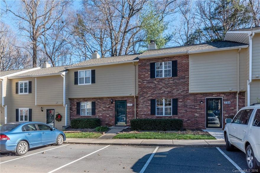 Brick-front 2-story condo nestled nicely into the community of Heathstead with private fenced courtyard in the rear, storage room,= & green space behind.  NEW IN 2016:  Storm door, front door, glass in windows & patio doors, carpeting, paint on walls, trim & cabinetry, hardware including cabinet hinges, kitchen countertop, light fixtures, heat registers.  WOW!  5 minutes to all that Southpark has to offer including upscale restaurants and shopping.  Clubhouse, 2 swimming pools, tennis courts.