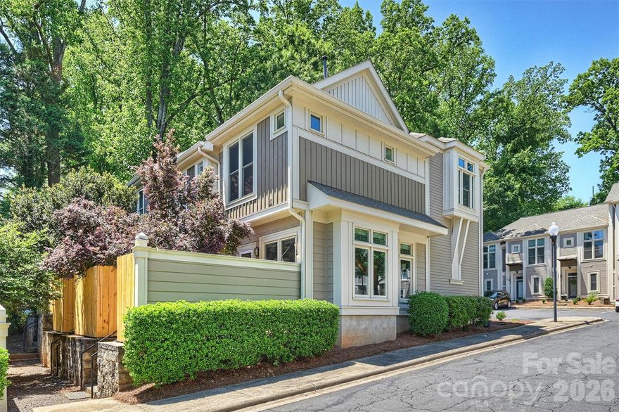 Unique end-unit townhome-style condo with premium renovations in the sought-after Park West community. Located just off Kenilworth and East Blvd, enjoy easy access to Freedom Park, scenic trails, tennis courts, green space, and year-round events. Convenient to Dilworth, SouthPark, Uptown Charlotte and all these communities offer. Bright, open floor plan on main. Upgrades include energy-efficient tilt-sash windows (2022), hand-scraped engineered hardwoods, granite countertops, stainless steel appliances including new gas range, freshly painted cabinetry, dedicated office nook, custom built-ins, and a large main-level storage closet added by the current owners. Upstairs features two bedrooms both with electronic shades and fully renovated ensuite baths. New landscaping and fencing of courtyard offers ideal outdoor living for entertaining or relaxing. Move-in ready in one of Charlotte’s most desirable locations.