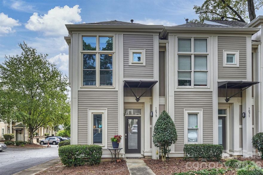 Welcome to this Dilworth hidden gem nestled in the sought-after Park West townhome community. Ideally located just off Park Road and only minutes to Uptown Charlotte and SouthPark, this home offers unbeatable convenience paired with the quiet charm of an intimate neighborhood setting. This beautifully designed END UNIT showcases an open, light-filled floor plan enhanced by large windows that flood the space with natural light. Thoughtful updates include 2022 double-pane tilt-sash Zen windows for easy maintenance, hand-scraped engineered hardwoods, granite countertops, stainless appliances with a new range, freshly painted cabinetry, and custom built-in shelving—blending style with everyday functionality. Upstairs, two spacious bedrooms each feature their own fully renovated ensuite bath, appointed with designer tile and high-end fixtures to create a spa-like retreat. Enjoy outdoor living in the private fenced courtyard—perfect for entertaining or relaxing in a peaceful setting with family and friends.
The location truly shines with easy access to everything Charlotte has to offer, including nearby Freedom Park, farmers markets, dining, shopping, grocers, and daily essentials. All appliances convey, making this move-in-ready home an exceptional opportunity in one of Dilworth’s most desirable areas.