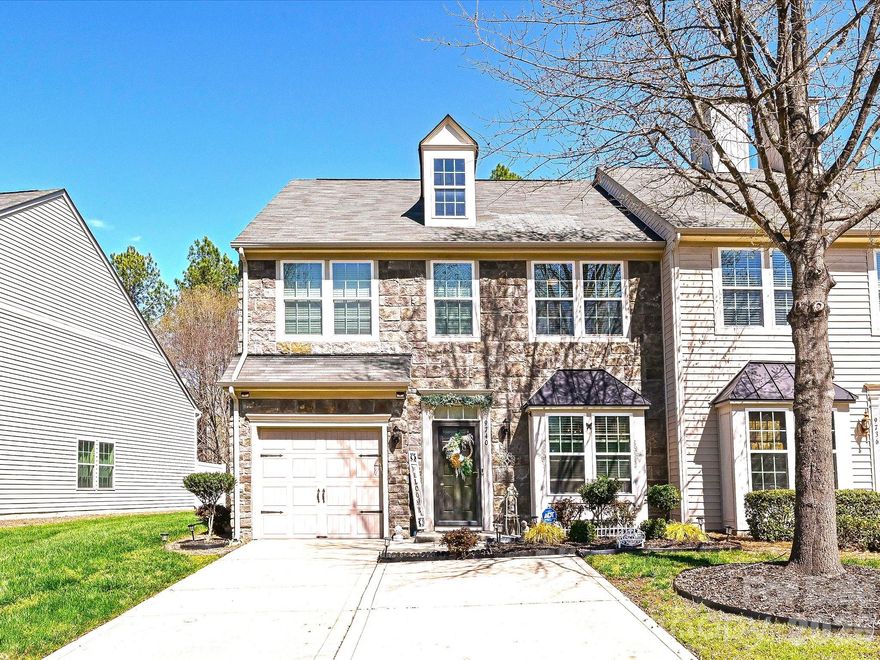 Welcome to this beautifully maintained end-unit townhome offering space, style, and exceptional outdoor living. With LVP flooring throughout, this home blends durability with modern appeal.
The main level is designed for both entertaining and everyday living, featuring a formal dining room, a well-appointed kitchen with granite countertops, tile backsplash, stainless steel appliances, and plenty of cabinet space and a half bath. The inviting family room with a gas log fireplace flows into a bright sunroom and breakfast nook, creating the perfect spot for morning coffee or relaxing evenings.
Upstairs, the spacious primary suite features a tray ceiling and two walk-in closets, providing both elegance and ample storage. The ensuite bath offers a spa-like retreat with a tiled shower, oversized garden tub, and dual-sink vanity. Two additional bedrooms are generously sized, and the laundry room is conveniently located on the upper level. A half bath on the main floor adds convenience for guests.
Step outside to your private backyard oasis, complete with white privacy fencing and a large travertine-tiled patio with pergola—perfect for outdoor dining, entertaining, or simply enjoying peaceful evenings at home.
This desirable home combines comfort, functionality, and beautiful outdoor living—a rare find in townhome living, including a 1-car garage & extra parking pad.  The refrigerator, washer, and dryer all convey, making your move even easier.  There are so many great amenities in this beautiful neighborhood:  Pool, splash pad, tennis courts, volleyball court, playgrounds, club house with workout facility, etc. and your lawn is maintained by the HOA. A drive through this immaculately cared-for community and you will be astounded by the beauty and impacted by the pristine grounds!! LOCATION, LOCATION, LOCATION.....SO CLOSE TO I-485 making it easy to get anywhere needed.  Premium Outlets are right around the corner, as well as many restaurants!!!!! Come take a look today:)