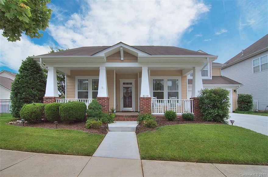 Ranch floor plan with additional bedroom/bonus and full bath on second floor.  Pass through the rocking chair front porch in to the entry way overlooking a den/study and dining room.  Open concept living flows in to kitchen with granite countertops, 42inch cabinets and stainless appliances.  Large great room has built ins and overlooks private, fenced backyard with stamped concrete patio.  Master suite on main with closet system in walk-in closet.  Hardwoods throughout common areas of home.
