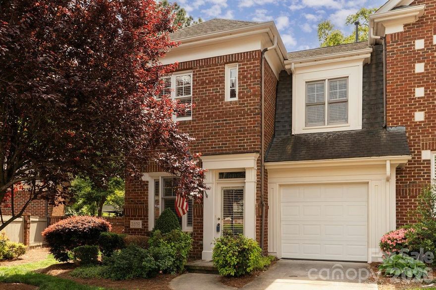 Full brick end unit with primary bedroom on the main level has wood floors in Great Room, two bedrooms plus with a 4th bedroom with loft/office with built in shelving and freshly painted interior ! Courtyard patio is fully fenced with a brick wall - perfect for grilling out and entertaining ! Walk to local Southpark amenities !