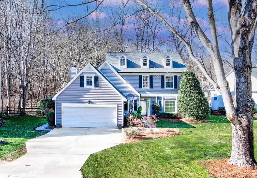 Agent is owner. Multiple offers pls. submit highest and best by 5:00PM Sunday 1-21 - 4BR 2 1/2 BA, CUL-DE-SAC - private lot. FIRST Huntersville exit 23, easy to commute to Charlotte & airport via numerous corridors. Minutes to Mt. Island Lake and Lake Norman. Kitchen updated in 2022, new appliances, farm sink, 42 inch cabinets (under counter lighting), can lights & fixtures. New primary and secondary bath, carpet only on stairway. New banisters & iron railings. NO POPCORN CEILINGS. Refrigerator stays. 2 Attics -hall and garage. New chimney cap. FUN neighborhood with year round activities, larger lots, pool, swim team, pond, playground & Torrence Greenway trail with connectors throughout the neighborhood. Greenway connects to Rosedale Shopping Center and the new fun filled Torrence Nature Park. Peaceful setting with deer, owls & beautiful sunsets.