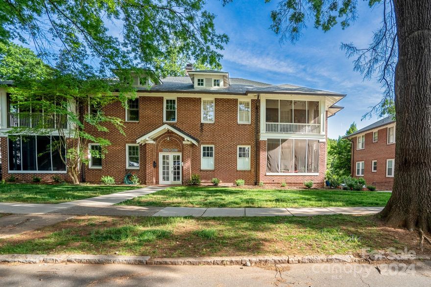 Spacious Myers Park Condo tucked away on quaint Dartmouth Place. 2BR plus large screened porch exudes historic charm. Oversized living areas, open, modern kitchen and full size dining room. Plenty of room to work from home.  Walk to nearby shops and restaurants. Close to hospitals or easy commute to Uptown, South End, Midwood and Airport. Community features large greenspace and private pool. Colonial Park with tennis courts, basketball and greenspace located right across the street. Includes kitchen appliances. Washer/Dryer negotiable. Plenty of parking. No short term rental allowed. 2hr notice required for appointments. Showings start at 4pm on 4/26. *** Please do not let cat out ***