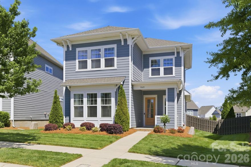 Welcome to McCullough, an amazing neighborhood in an ideal location!  This home is right on the NC and SC border and is close to 485, 77, and multitudes of shopping and restaurants!  Featuring a first floor primary bedroom with a spa-like oasis ensuite that has a huge walk-in shower!  Entering the home, you have a laundry room on the first floor and a half-bathroom for your guests. Walking further into the home showcases a gourmet kitchen with a gas cooktop, stainless appliances, granite counters and a beautiful tile backsplash.  Next to the kitchen is a dining space, and a living room with custom built-ins with a gas fire place and tons of natural light.  Rounding out the main level takes you to a spectacular four seasons room with telescoping vinyl windows.  Close them in the winter for a cozy spot to watch TV, and retract them in the spring, summer, and fall to allow the breeze through. Out back you have a paver patio, with a grilling area and a fire pit spot.  The yard is fully fenced in, and there is a concrete sidewalk connecting you to your 2 car detached garage.  Back in the home, and heading upstairs brings you to a flex space the functions as a second living room, that is suitable for so many different uses!   There are two more bedrooms and a full bathroom on the second level, with a walk-in attic for storage.  The McCullough neighborhood has something for everyone, with two pools, pickleball and tennis courts, a gym and clubhouse, multiple playgrounds, picnic areas, green spaces, mature trees, miles of sidewalks, trails, and street lamps, it literally has everything!  They also recently built a paved path from the NC Clubhouse that takes you on a bridge across Sugar Creek and right into downtown Pineville beside Jack Hughes Park!  Schedule a showing today, as this one will not last long!!!