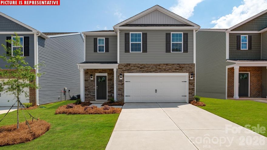 Popular Robie plan in our new Cardinal Creek community complete with Pool and Playground!! Incredible value for the space and bedrooms inside the I-485 beltway! Beautiful kitchen with White Cabinets, Gas Range, White Quartz countertops, and tile backsplash! Guest bedroom and bathroom on main. Spacious family room with fireplace.  Large Owner's Suite with great closet space and private bathroom. Great value for the area! Call today for updates!