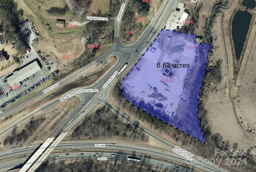 Exceptional 6.62 acre tract on prime Sugar Hill Road location in Marion. Parcel is cleared and ready for a project. Property is first parcel off I-40 with two curb cuts in place. City sidewalk and frontage in place. Ideal uses include hotel, restaurant, strip center, auto-fuel center, and more. Zoned c-2 and see table of permitted uses. Sugar Hill Road has become the major retail artery of Marion. Nearby is a Super Wal-Mart, Murphy Gas, Arby's, BoJangles, coming Sheetz, Waffle House, Fastenel, Popeyes, Starbucks, Dollar Tree, and more. Further up the road is a major healthcare cluster with area hospital, surrounding urgent care centers, and medical office support.