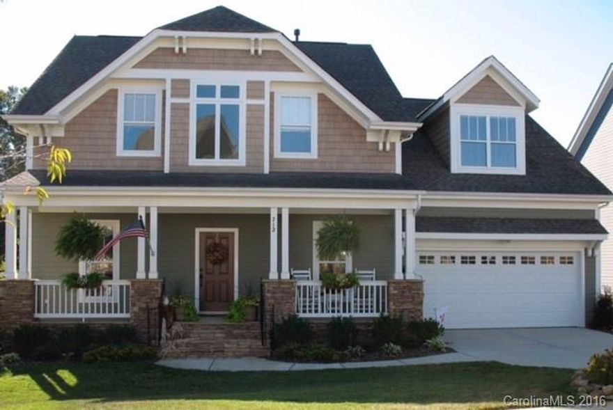 Beautiful Saussy Burbank home with upgrades throughout on the Cabarrus side of a wonderful nhood. Hardwoods through all living areas on main floor, open kitchen plan with granite and upgraded cabinets, open to the great room with vaulted ceiling and stacked stone fireplace.  Living areas flow to a lovely deck that overlooks the large back yard with no neighbor behind! Master suite on main, 3 other good sized bedrooms, plus a huge bonus or 5th bedroom.  Neighborhood amenities galore!