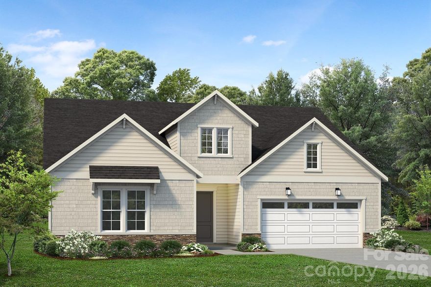 The Badin floorplan offers a thoughtfully designed 1.5-story layout with open-concept living that’s perfect for both everyday comfort and entertaining. A grand kitchen anchors the main living space and flows seamlessly to a covered patio and private backyard. The spacious primary suite is conveniently located on the main level, while upstairs you’ll find a versatile loft along with an additional bedroom and full bath, ideal for guests or flexible living.