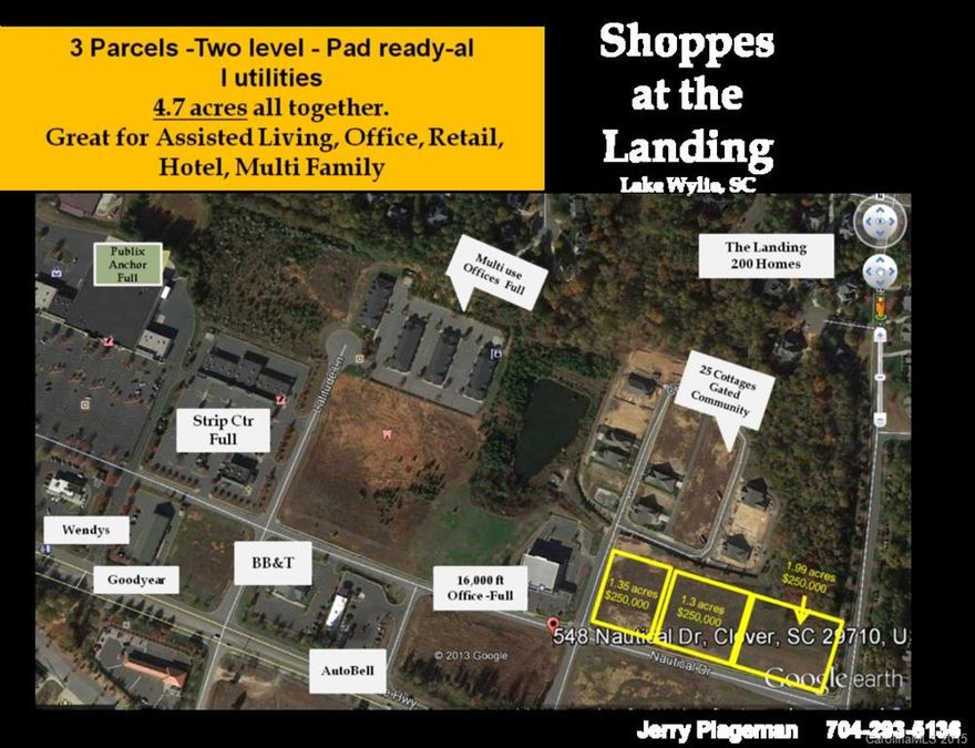 Cleared parcel in middle of Commercial Subdivision. Perfect for Senior Campus, Assisted Living, Hotel, Multi Family, Strip Center, Medical facility, Dollar Store, Office. All utilities, storm water drainage in place. New Publix under Construction within 100 yards. 30,000 cars per day on Charlotte Highway one row up. WalMart and Lowes within qtr mile.
