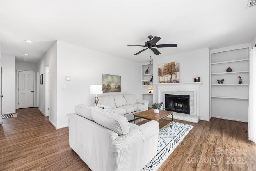 Welcome to the desirable Selwyn Farms and Hunters Run community of Sedgefield! Discover effortless living in this beautiful well maintained updated ground-floor condo just minutes from everything Charlotte has to offer. This 1-bedroom, 1-bath home features an open layout with 2020 flooring, a charming white brick wood burning fireplace, and a spacious bathroom with dual sinks. A new sliding glass door opens to your private patio, perfect for relaxing outdoors and just steps away from the community pool. Recent upgrades include a 2020 HVAC system and water heater, giving you modern comfort and peace of mind. All just 5 minutes to South End, LSO, major hospitals, with shopping, dining, and entertainment right at your doorstep. Move-in ready and low-maintenance, this home blends style, convenience, and location in one perfect package. Enjoy the community’s lush green spaces and pool, along with easy access to Freedom Park, the light rail, Uptown and Park Road Shopping Center. Investor friendly. Professional photos being taken 9/15