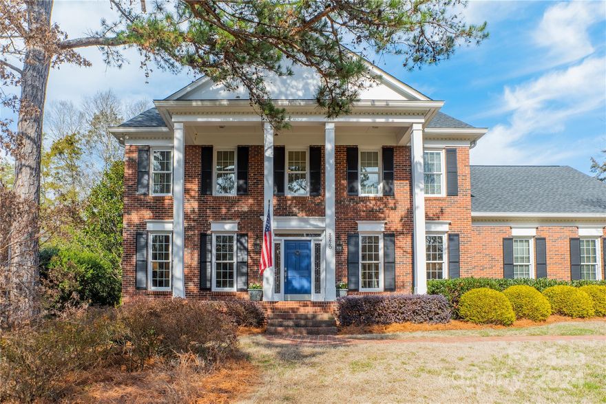 Stunning custom, full brick home with 5 bedrooms & 2 bonus rooms. Luxurious primary suite on main & 4 generously sized bedrooms on the upper level. Covered back porch with stone fireplace & private, landscaped, flat, .54 acre lot perfect for a pool. 9 foot ceilings & hardwoods on the main plus fresh paint inside & out. Superb light throughout & great flow between family room, kitchen & the outdoor living spaces make this the perfect home for entertaining!  Kitchen features custom cabinetry, gas cooktop & stainless appliances. Spacious drop zone/laundry area with ample storage, a sink & plenty of room for a second fridge. Roof 2023  Voluntary HOA!  The sought after Montibello neighborhood is in the heart of SouthPark and adjacent to Carmel Country Club with Full memberships and Social memberships available. It's also minutes from Olde Towne Village shopping center with Harris Teeter, Starbucks, dry cleaners, Char Bar, etc. **Don't miss the attached walk-through video!  Welcome home!