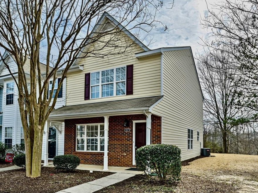 Come see this beautiful, end-unit townhome with a charming community pool! Open concept and move-in ready with freshly painted interior and recently installed luxury vinyl plank flooring and carpet. The unit has two spacious bedrooms each with a private en suite bathroom and walk-in closet. Updated kitchen with butcher block countertops and new stainless steel appliances including dishwasher, gas range, refrigerator, and microwave. Ample storage space with an exterior storage closet. Enjoy the view and privacy of a tree-lined backyard! Come see this charming home today!