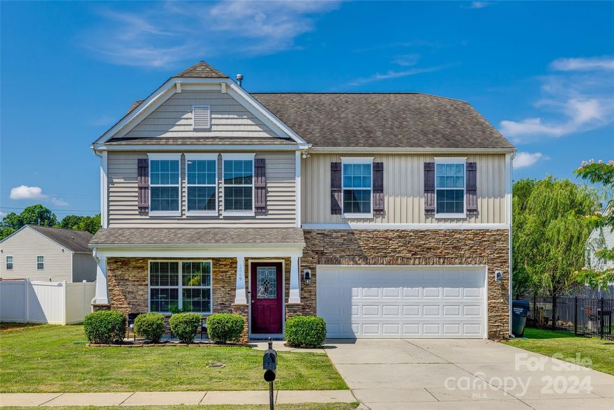 Gorgeous, well-maintained 4 bedroom home located in the desirable Spencer Mountain Village neighborhood. Main floor features an office with french doors, large family room with gas fireplace, 1/2 bath, laundry, dining room, open spacious kitchen (refrigerator included) with eating area and a walk-in pantry. Updates include LVP flooring (2023), dishwasher (2023) and carpet (2023). All bedrooms are located upstairs along with an oversized loft and secondary bath. Primary bedroom features a vaulted ceiling. An incredibly roomy floor plan with lots of storage.