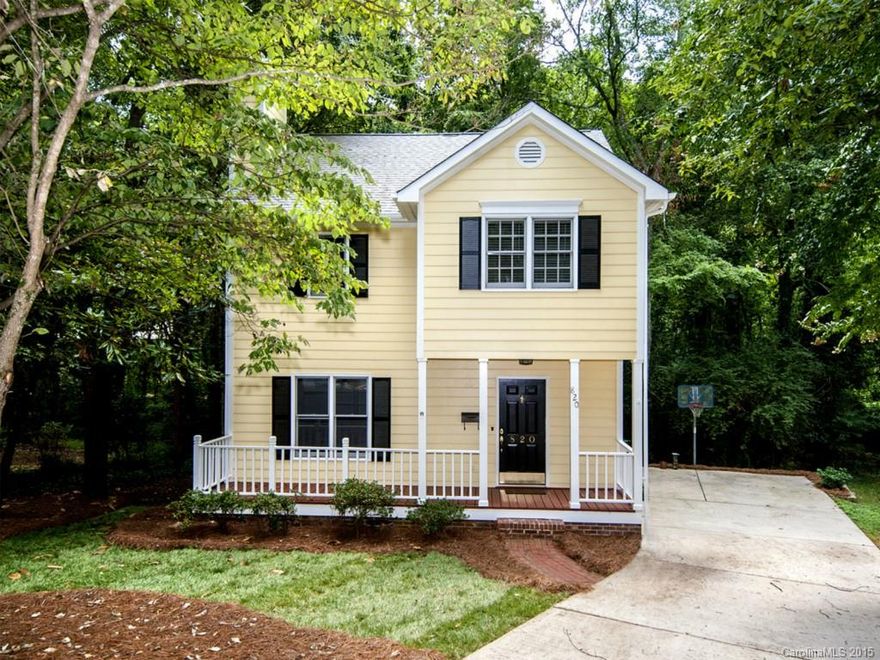 A Rare Find with walk-in closet and garden tub "in town" location. Move-in condition w/ new carpet & paint. Relaxing covered front porch. Open GR and Kitchen. GR features corner built-ins, wood burning fireplace and half bath. Kitchen has ceramic tile flooring, "cherry" cabinetry. stainless steel appliances and pantry. Dining area wainscoting, heavy moldings and tile flooring. Owner's retreat features bath with separate shower. Deck overlooking wooded backyard. Convenient to Montford & Southend