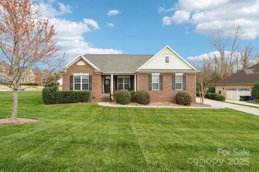 This Stunning, Pristine, Move In Ready All Brick 1.5 Story Home Offers a Desirable Split Bedroom Floor Plan. The Bright Sunny Open floor plan Features Hardwood Flooring Throughout the Formal Dining, Office, Great Room and Kitchen. The Spacious Vaulted Great room is filled with Natural Light and Flows Seamlessly into the Eat In Kitchen, which Boasts Ample Cabinetry, Granite Countertops, a Breakfast Bar & Pantry. The Main-Level Primary Suite is a True Retreat, complete with an Upgraded En-Suite Bath featuring a Garden Tub, Dual Vanities, and an Custom Expanded Walk-In Shower. Upstairs, you’ll find a Versatile Loft, a Fourth Bedroom, and Full Bath—Perfect for Guests, a Media Room, or a Private Home Office. Step Outside to a Beautifully Fenced Rear Yard, complete with a Spacious Deck, a Retractable Sun Setter Awning for Shade, and a Convenient Storage Building. The Side-Load Garage and Rocking Chari Front Porch Enhances Curb Appeal. Conveniently Located to Shopping and Dining. No HOA!
