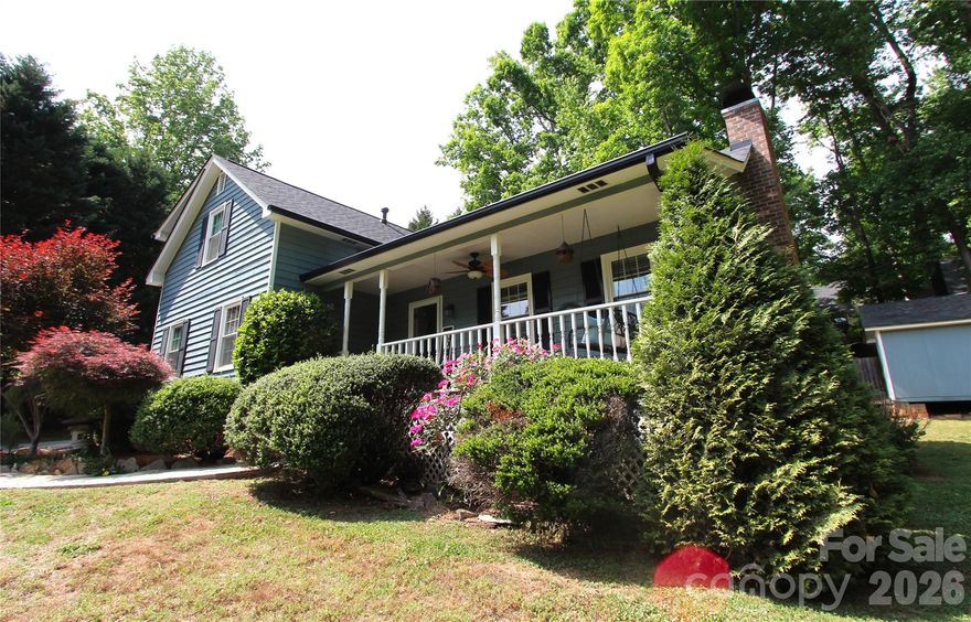 Come explore this charming 1.5 story home on a large 0.72 acre lot with no HOA. Beautifully renovated bathrooms, fresh exterior paint, new flex room addition, newer architectural roofing, 1 car carport, 12 X 16 ft. shed, private decking in the back and a rocking chair covered porch in the front. Spacious kitchen with granite counters, breakfast nook, plenty of storage, walk in pantry and laundry room & half bath location.  Nice dining area that opens up to the great room with vaulted ceiling and gas fireplace.  Chimney sold as is but no known issues.  Beautiful primary suite on the main level and the secondary bedrooms on the upper level.  Much more to see!  Great location in South Gastonia near Crowders Mountain.