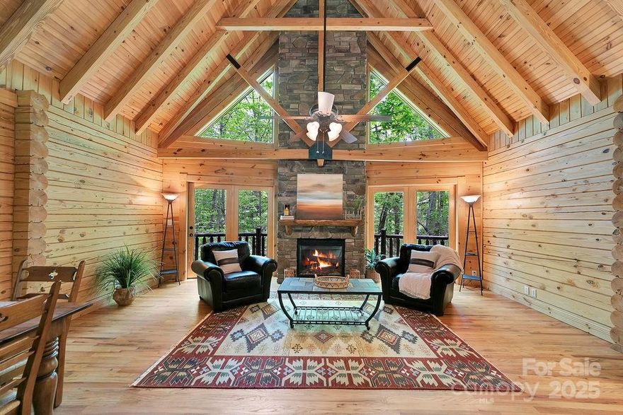This quintessential cabin offers a wealth of rustic charm along with total privacy from every window. The soaring,  wood ceilings & exposed trusses create a lofty atmosphere, while a combination of wood walls & drywall adds a refined touch to the cabin design. A floor-to-ceiling, rock fireplace creates a rustic centerpiece to the wall of windows facing the wooded backyard. With two bedrooms, the primary living areas & laundry on the main, as well as a driveway to the front door, this home offers the option of single-level living. Upstairs, the sunny loft with half bath delivers a spacious flex area perfect for an office, library, or craft room... and don't forget the winter mountain views from the loft! Use the additional basement space as guest quarters, boasting a private second living area & full bath, or a lower-level rec or theater room. The wrap-around decks, fenced garden area & whole house generator are bonuses! New Connestee residents pay a 1-time $13,500k amenity fee.