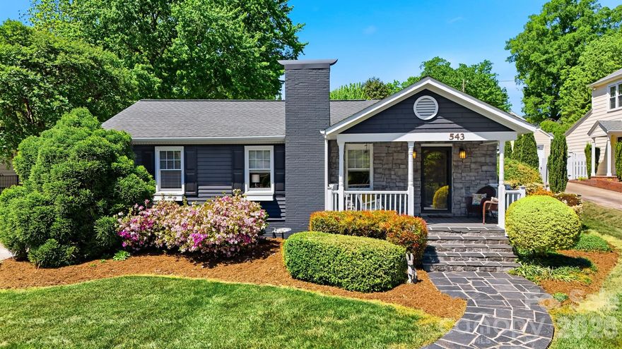 OAKWOOD! Enjoy this one-level home with zero-grade entry in Oakwood within walking distance to Oakwood Elementary, downtown Hickory shopping and dining, and several city parks! Offering three bedrooms including a spacious primary suite with study, this is the one you have been waiting for! The covered front porch leads into a welcoming foyer opening onto a living room with fireplace flanked by two windows for lots of morning sunshine. An open floor plan features a dining area with columns and pass through to the kitchen with custom cherry cabinetry and new stainless steel appliances, including an induction cooktop. Off the dining area, a small hallway leads to two bedrooms and a renovated hall bath with all new fixtures, tub, tile and lighting. At the back of the house, you'll find a fantastic great room with gas fireplace, loads of windows, storage, and exit to the covered rear porch. Off the great room, the primary suite features a vaulted ceiling, walk-in closet, two additional closets, dressing area, spacious bath with dual vanity, fully tiled shower, water closet, and a study with separate exit to the covered porch. Outside, enjoy a level, lush green lawn with beautiful hardscape, covered rear patio with tongue & groove ceiling, fully fenced backyard, and detached double garage with power and insulation. Full list of upgrades is available in MLS Docs.