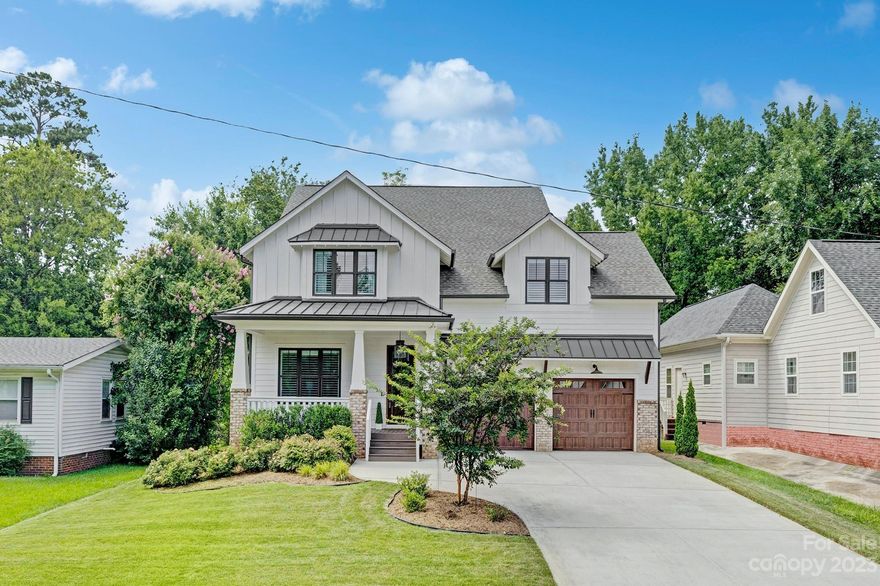 Beautiful modern farmhouse in the highly desirable Sedgefield neighborhood! Welcoming grand entryway with beautiful, oak floors throughout opens into a spacious family room with a custom fireplace and floor to ceiling sliding glass doors. Dining room offers an abundance of natural light and is adjacent to the open concept kitchen, which includes an oversized island, double ovens, gas cooktop, and a hidden walk-in pantry with custom cabinets and countertop. Walk out of the family room into a private, screened-in patio with skylights and a spacious backyard with a playground. Guest suite/office also included on the first floor. The owner’s suite upstairs includes room for two seating areas, his and her walk-in custom closets, and a bathroom with vaulted ceilings, double vanities, large garden tub, and walk-in dual-head rainfall shower. Add’l, generously sized bedrooms, laundry room, and bonus/media room are all upstairs. Walking distance to LoSo, South End, the Rail Trail and much more!