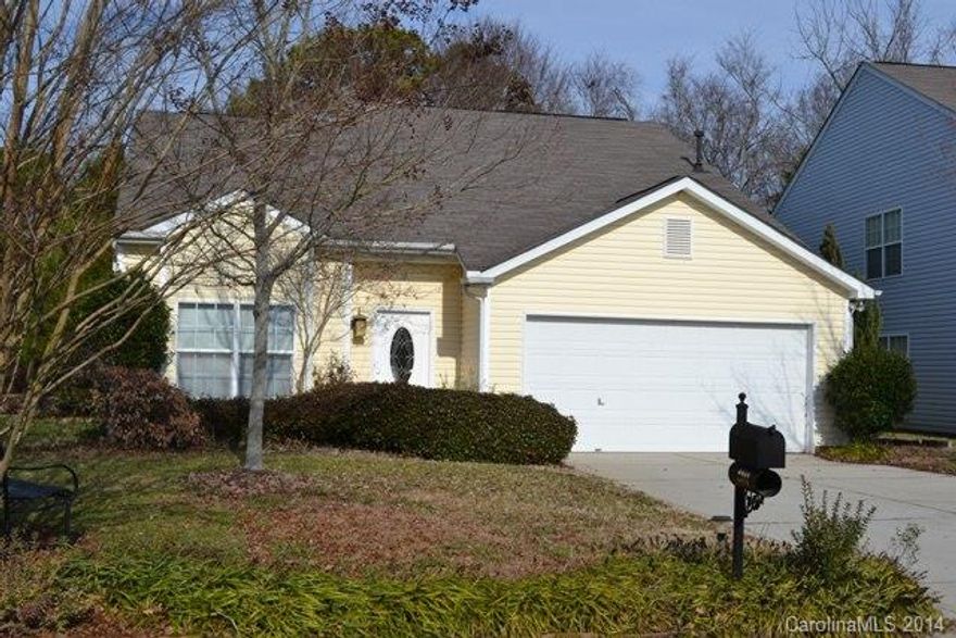 Awesome home with master on main level!  Open floor plan with great room/dining room combination.  Spacious kitchen with new refrigerator.  Two additional bedrooms upstairs with walk-in closets, large landing!  Double garage, brick patio, laundry room with sink, washer and dryer will remain.  Great access to I-77, shopping and restaurants.