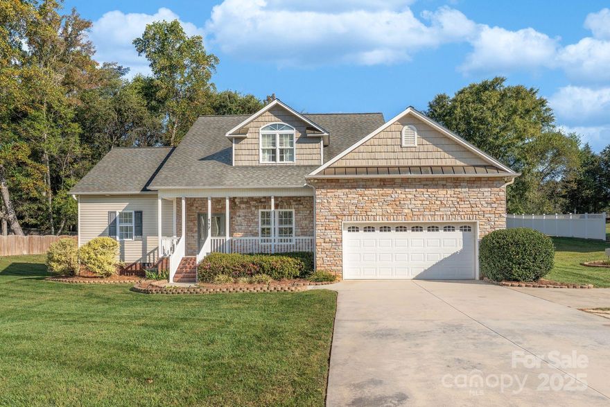 Welcome home to this move-in ready gem in the quiet McAllister Park community! This one-owner property sits on a spacious, peaceful lot and offers high ceilings, fresh interior paint, updated flooring, and exceptional storage. The main-level primary suite features a private bath with both a soaking tub and separate shower. A versatile room on the first floor can serve as an office, dining area, or playroom. The kitchen includes a bright eat-in space with scenic views of the backyard and visiting wildlife. Upstairs are two additional bedrooms and a large bonus room with a walk-in closet. Enjoy relaxing on the covered front porch or grilling on the back deck. Two heat pumps provide efficient, year-round comfort, and the alarm system adds peace of mind. Neighborhood amenities include a picnic pavilion and playground, conveniently located between Mocksville and Advance with quick access to I-40.