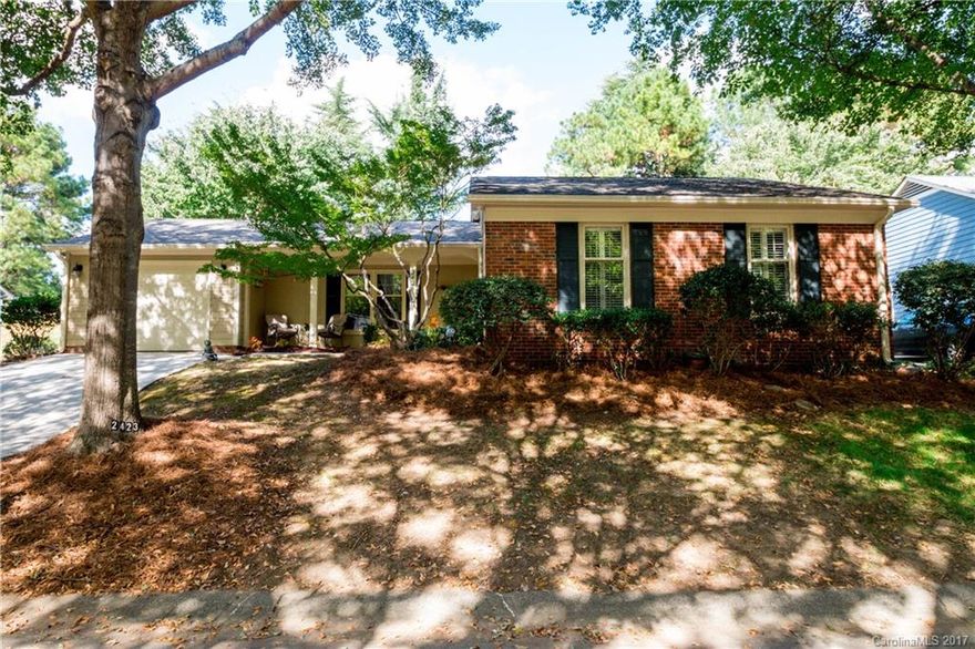 Meticulously maintained home with rocking chair front porch and peaceful, over sized, vinyl fenced patio, landscaped with blooming camillias and lovely shrubs. Fresh interior paint and new hinges and doorknobs. Vaulted Great room with fireplace and gas logs.2 Large bedrooms each have their own bath with new granite counters. Pressure washed driveway and front porch.Finished one car garage. Walk to Shopping, Drug Stores, Grocery Store, Restaurants & new Urgent Care at Convenient Quail Corners.