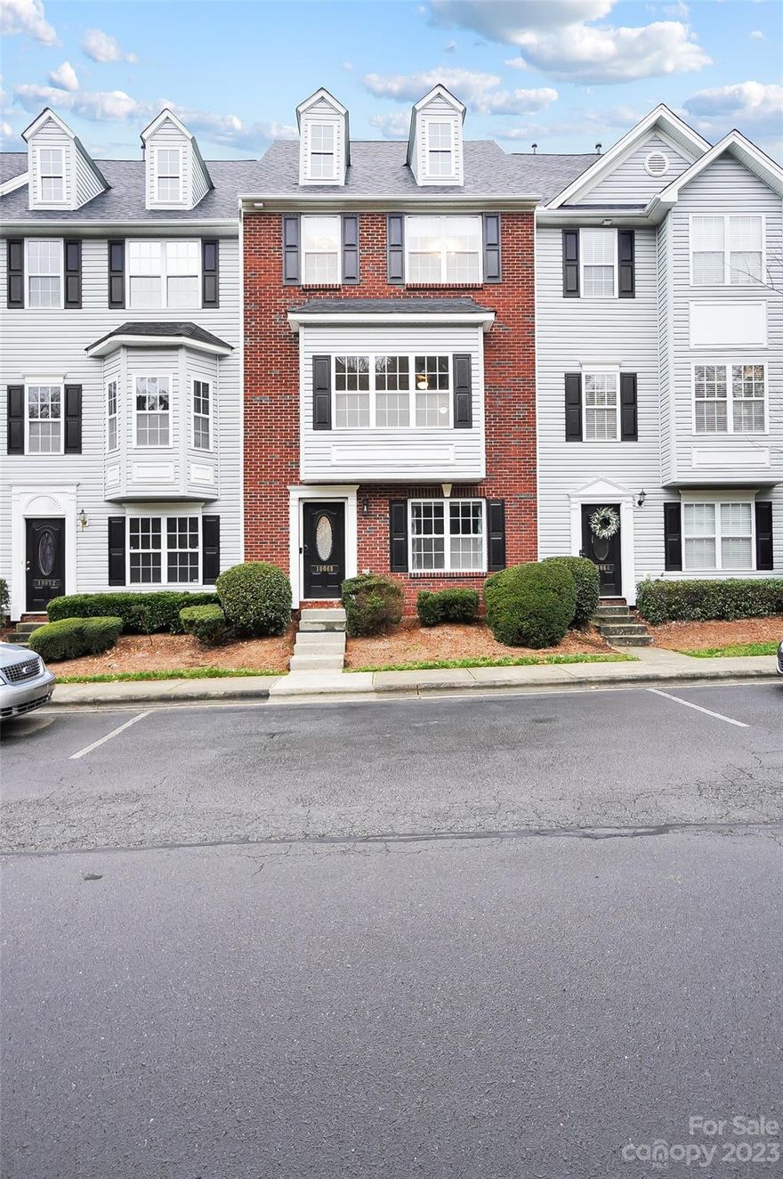 Gorgeous townhome in Matthews-close to shops & easy commute to uptown Charlotte!New paint,carpet,floors w lots of upgrades-beautiful glass backsplash in kitchen & primary bath,kitchen has rollout drawers in lower cabinets & undercounter lights,newer bath cabinets w soft close drawers & doors,updated lighting & stainless appliances-include refrigerator, washer/dryer.Huge entry level den w closet,ceiling fan & 1/2 bath.Great flex space for workout,work from home,media room-so many options!Main level features huge great room w lots of natural light,dining area & half bath.Kitchen w large island,breakfast area,huge laundry closet & a walk-in panty w built in shelving system.Upstairs is Primary BR featuring a huge walk-in closet w built-ins,on suite bath w soaking tub, separate shower & double vanity.Two secondary BR have closet built-ins!Lovely freshly stained deck off back overlooking beautiful trees.One car garage w tons of storage & xtra space for workout,shop,storage as well.