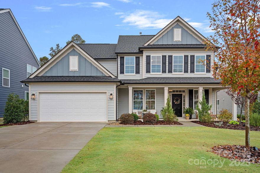 STUNNING Cul-de-Sac Home in one of Fort Mill’s most sought-after communities—Masons Bend., located along the Catawba River just south of Charlotte. Built in 2021, this beatuifully designed 4BR/3BA Home offers comfort and functionality in a bright, open floor plan with designer finishes, custom built-ins and upgraded Light fixtures throughout. All of this on a landscaped Fully Fenced Level lot. The main level features a Guest suite with FULL bath, Formal dining, light-filled breakfast area and a spacious family room with custom built-in cabinetry. The focal point of the home is the GORGEOUS gourmet kitchen: includes a 5-burner gas cooktop with wall-mounted pot filler, wall oven, expansive island with farm sink graced with fabulous lighting, quartz countertops, white tile backsplash, walk-in pantry and new cabinet hardware. Upstairs, the luxurious Primary suite feels like a retreat with spa-like bath, dual vanities, glass enclosed shower, modern finishes and OVERSIZED walk-in closet with custom shelving. Two additional bedrooms, a full bath, and a loft/bonus room provide plenty of space for family and guests. Enjoy outdoor living on the stamped concrete patio that overlooks community green space. The 2-car garage offers built-ins and separate door with an expanded driveway to provide ample parking to complete this exceptional home. Masons Bend residents enjoy amenities including a clubhouse, pool, playgrounds, fitness center, and access to the Catawba River with kayak/canoe launch and the Carolina Thread Trail for hiking and biking. Top-rated Fort Mill schools—like Kings Town Elementary—located within the community. Conveniently located near shopping, dining, and Uptown Charlotte, this home offers the best of luxury living in a vibrant community. Golf carts are welcome and the preferred transportation to school and amenities.
