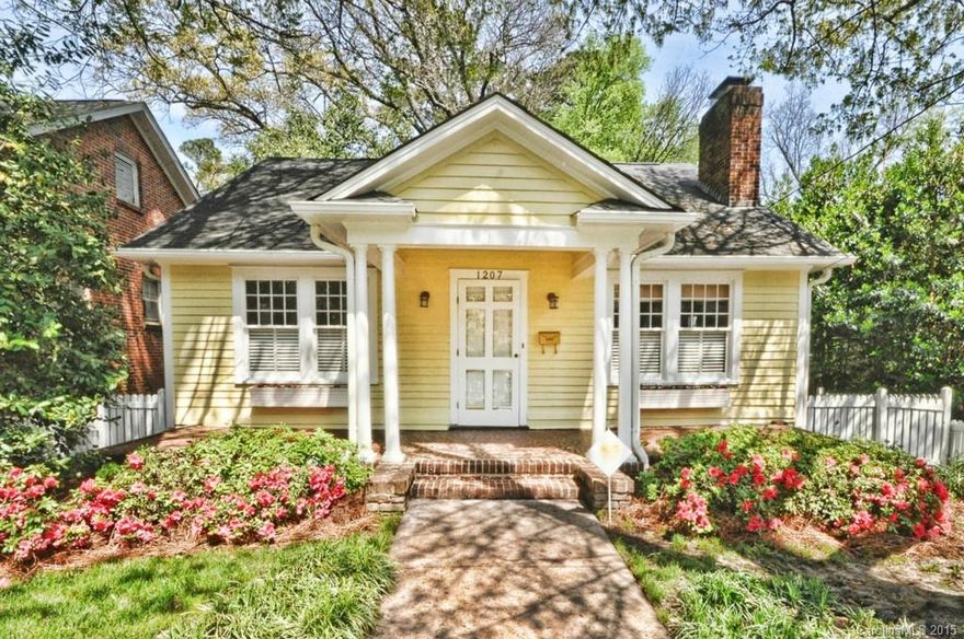 Adorable Dilworth bungalow with loads of charm! Inside has just been freshly painted.  Updated kitchen and baths. Hardwood floors. Fully fenced yard. Rear deck and rocking chair front porch.  Living room with wood burning fireplace is open to large dining room.  Kitchen has breakfast bar, tons of painted white cabinets, granite counters and double sink.  Pedestal sink in half bath.  Subway tile in full bath.  Plantation shutters and wood blinds throughout. *Third bedroom does not have a closet.