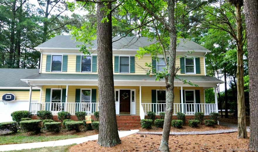 This beautiful 2 story home sits on a large corner lot, matured with trees, in the Sardis Grove neighborhood of Matthews. This well maintained home features 4 bedrooms, 3 bathrooms, rocking chair front porch, screened-in rear porch, large eat-in kitchen with granite counters which opens to great room with fireplace, separate formal dining and living rooms, master suite with garden tub separate shower, and an attached 2 car garage. New garage door. 6yo roof. New carpet on stairs, hall and beds.