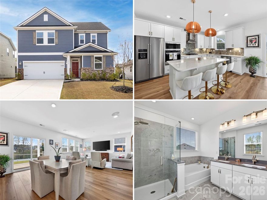 "Ciao, Bella!" Those just might be the only words you'll say when you step inside this stunning Bella Vista masterpiece in Denver, NC! Why wait 6-8 months & go through the stress of building when this dream home is move-in ready TODAY, loaded with almost $100K of every upgrade & structural option imaginable? Spanning over 2,800 SQ FT across 5 beds & 3 baths, this home is pure "bellezza" from top to bottom. The chef's kitchen stuns with modern quartz counters w/gold accents, unique tile backsplash, champagne bronze finishes, a gas cooktop, SS exhaust hood & appliances including a wall oven, & a custom butler's pantry complete with hidden KitchenAid mixer pullout. Wide 7" natural pine LVP floors on the main, 9' ceilings (both up & downstairs), tons of recessed lighting, & wrought iron stair rails set an elevated tone. The luxurious primary suite features custom closet built-ins, a garden tub, framed glass tiled shower, & dual quartz vanity. A main-level bed & bath, massive loft, built-in laundry cabinetry, & 6' vinyl-fenced yard complete the package. Entertain effortlessly on the large screened, covered patio with extended concrete pad, all overlooking long-range views of the community & green space. A community pool, walking trails, & playground are steps away, in addition to being minutes from Hwy 16, Lake Norman, & only 20 miles to CLT Airport. "La vita è bella" here — but only if you act fast!