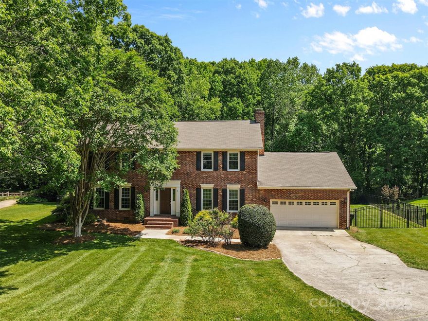 Welcome to the desirable Breckenridge neighborhood in Huntersville! This beautiful brick home is nestled near the end of a quiet cul-de-sac and backs up to a serene wooded area on approximately 1.73 acres. The second-floor primary bedroom features a spacious walk-in closet and an updated en-suite bathroom. On the main level, you’ll find a cozy living room with a wood-burning fireplace, a well-appointed kitchen, formal dining room, and a private office. Step outside to enjoy the peaceful fenced backyard from the screened-in patio or the deck—perfect for relaxing or entertaining. Plus, the HOA is optional! Conveniently located just 1 mile from Blythe Landing Park and boat launch, 1.7 miles from Birkdale Village’s shopping, dining, and entertainment, and only 2.8 miles from medical facilities. HVAC 2021 and water heater 2018.
