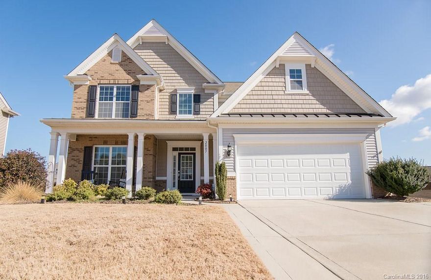 Cul-de-sac lot with front porch, fenced yard, custom paver patio, gas fireplace, hardwood floors, gourmet kitchen, bedroom on main, three additional bedrooms upstairs AND a bonus room! Wainscoting in dining room, granite countertops, open floor plan.