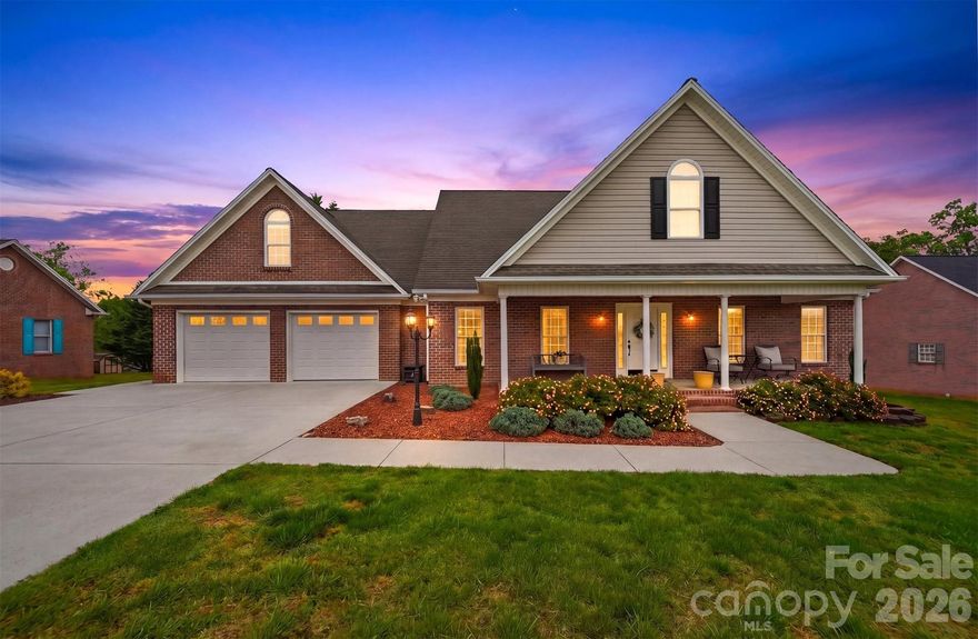 Nestled on a level 0.45-acre lot in Cook Estates, this stunning and well-maintained 4-bedroom, 3.5-bathroom, 1.5-story home offers a blend of comfort and functionality. The main level features a spacious primary bedroom with vaulted ceiling and an en-suite bathroom including a dual vanity, large walk in closet and walk in shower, along with two additional bedrooms. The upper level provides a private space ideal for a fourth bedroom, bonus room, home office, guest suite, or media room, complete with a full bathroom and additional storage. The living room showcases vaulted ceilings and a gas fireplace, flowing into a dining area and bright kitchen with ample cabinetry, breakfast area, and stainless steel appliances. Enjoy outdoor living with a covered front porch, expansive covered rear porch, and a spacious, maintained yard with an outbuilding offering versatility.   A thoughtfully designed home that balances everyday living with inviting spaces to gather and unwind.