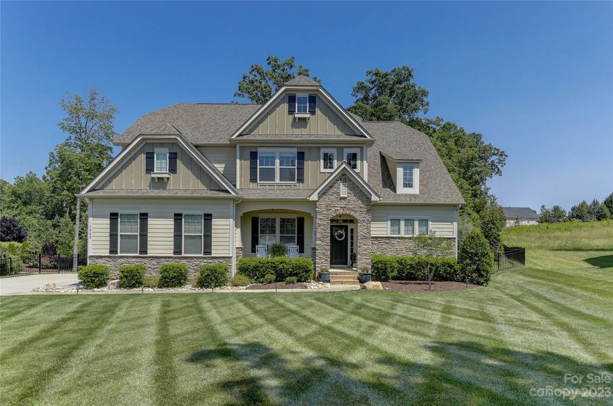 Light and bright 5 bedroom 3.5 bath home on a premium, over 1/2 acre lot in the Estates of Crismark community. This meticulously maintained charmer features a formal dining space, open living room and kitchen with SS appliances, large island, and a spacious breakfast area. Beautiful, expansive primary suite on main floor. 4 bedrooms and an oversized bonus room upstairs. Fully-fenced backyard faces the woods and features stunning landscaping, a large deck, patio with fire pit, and tons of open space for endless possibilities! Amenities include two pools, tennis courts, soccer field, and a playground to be built this year! Close proximity to shopping and restaurants!