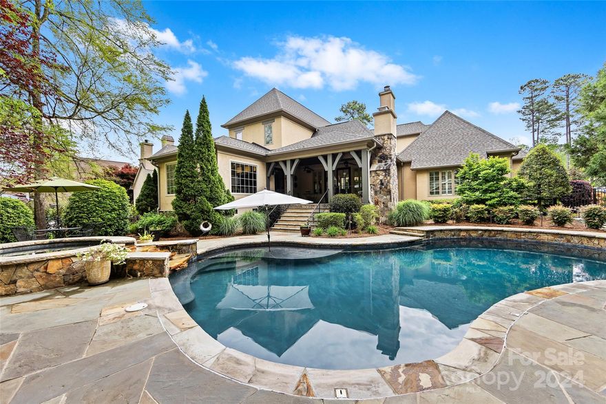 Immaculately kept home in sought-after Highgate w/ a salt-water pool & pool house. A manicured lawn greets you as you drive up. The bright foyer & the new iron & glass doors welcome you in and surround a beautiful interior courtyard w/ a fountain. The open floor plan connects the chefs' kitchen & the living spaces & makes for fantastic entertaining. A cozy living room is the perfect spot for a piano or a beautiful piece of art. The keeping room has a lovely stone fireplace w/ new gas logs. The dining room opens to all of your outdoor spaces & also features a fireplace w/ gas logs. The primary suite has vaulted ceilings & is tucked away for privacy. HW floors are found throughout the home & fresh neutral paint! 4 additional bedrooms are upstairs each with their own bath and walk in closet. You have three bonus rooms that could be used in so many ways. A covered porch w/ FP overlooks the pool, outdoor kitchen & pool house. Newer roof & other updates, you won't want to miss this one!