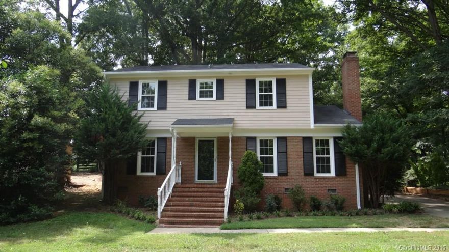Beautifully updated home on a private lot in Windrow Estates!  Large open kitchen features granite counter tops, and all new stainless steel appliances.  New hardwood floors, new carpet, new HVAC, and new tile in the tastefully updated bathrooms.  French doors off the kitchen opens to a large private wooded backyard with storage shed.  Great home with community pool, clubhouse, playground, lake, and walking/equestrian trails.