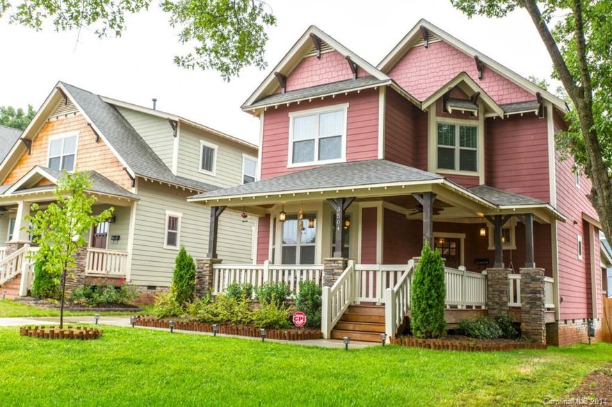 Stunning home in the Heart of NoDa! Built in 2013 this home offers the modern and luxury conveniences you have been looking for! Gleaming hardwood floors, beautiful molding, tons of windows w/ blinds throughout, elegant ceiling fans, huge cooks kitchen with gas stove open to living room w/ dramatic stone fireplace. Totally fenced in yard w/ amazing covered deck. Huge Master Bedroom and impressive Master Bath. Close to everything NoDa has to offer including future LYNX Blue Line 36th St. stop!