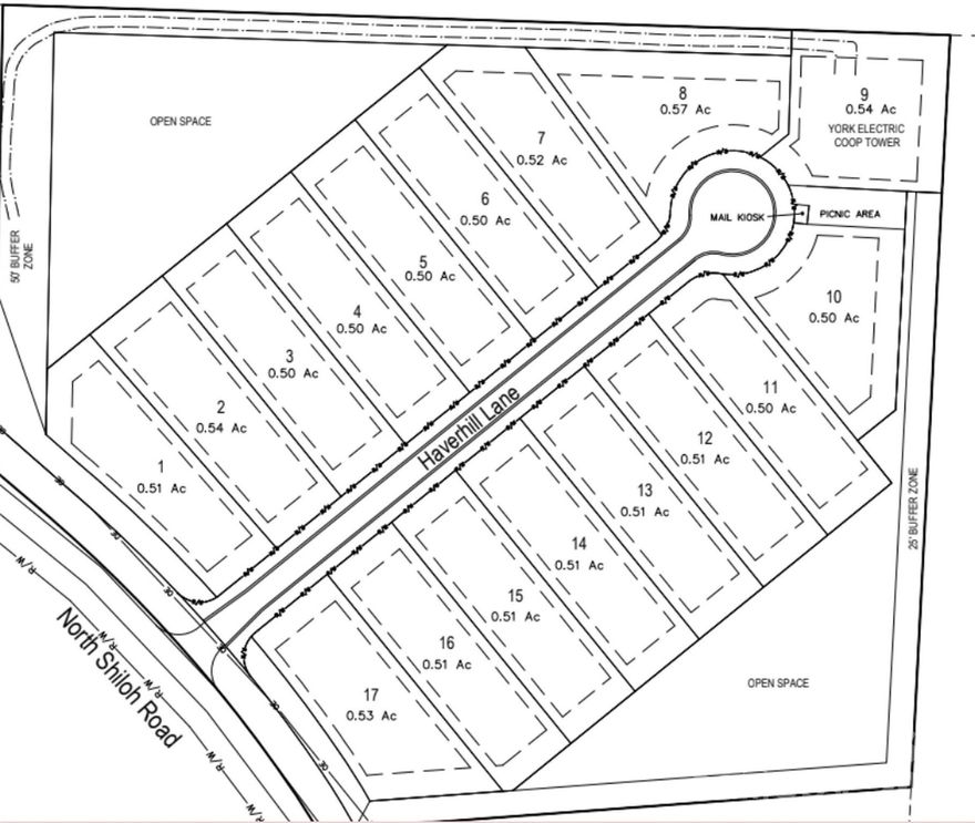 Opportunity awaits with this graded and padded new 16-lot community on a quiet cul-de-sac street in York, SC. Each lot is approved for a 4-bedroom septic system and can be connected to county water. Lot sizes are 0.5 acres (80’x275’) each. Wooded open space is behind each lot. The community provides a small pocket park which includes picnic tables, grills, and cluster mailboxes. A Homeowners Association (HOA) will be established prior to closing. Perfect for builders or investors looking to create a cohesive, welcoming community in a growing area.