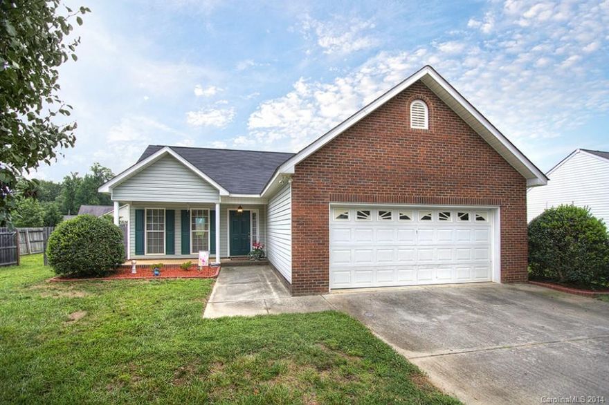 Welcome Home!  Rocking chair front porch.  Home sits on large lot.  Hardwood floors in living room & ceramic tile in kitchen.  Vaulted living room ceiling & masonry fireplace with gas logs and mantle.  Eat-in kitchen w/ stainless steel appliances.  Master bedroom suite has trey ceiling & large walk-in closet, garden tub w/separate shower & dual sink vanity.  Nice and bright.  Large fenced back yard perfect for pets, kids and entertaining. Storage building in back corner perfect for lawn & garden equipment.  Quick access to great eats and shopping and Hwy 485 outer belt way.