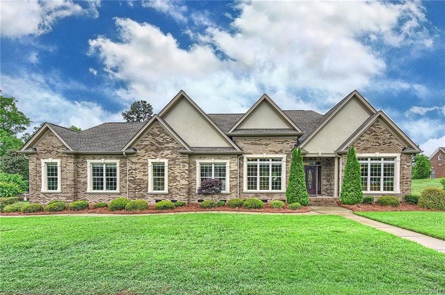 One of a kind custom built home by CWD Construction on  app. 1/2 acre corner lot  backing to wooded common area.  Resort like back yard complete w/ pool, spa & covered patio.  Easy access to I77. Oversized 2.5 car garage, perfect for 2 cars and a golf cart.  Furniture quality custom cabinets combine with unique granite and hardware in kitchen & baths.  Professional landscaped, hardscaped, irrigated.  Fantastic split BR floor plan with office, formal DR, oversized great room & kitchen/breakfast.