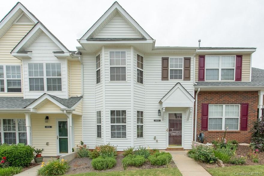 Lovely 2 bedroom/dual-master townhouse in highly sought after Hanover in Indian Land. Upgraded w/ wood flooring upstairs & downstairs, stainless steel appliances, ceramic tile in the kitchen & laundry, new carpet on the stairs & a freshly painted downstairs! Bedrooms have ceiling fans, bath & walk-in closets.  Located one mile from local schools, minutes to Ballantyne, highways, shopping etc. Amenities include neighborhood pool, lawn-care & maintenance & a playground!