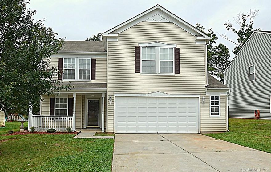 Move in ready! 4 bdrm/2.5 ba home that is well maintained.  Rocking Chair front porch! Formal dining room with chandelier! Spacious family room w/lots of windows.  Open kitchen and breakfast with plenty of counter top space. HUGE pantry!  Large back yard w/ privacy fence and nice patio for entertaining! Generous master bdrm w/private bath, his & her vanities & garden tub & impressive closet space! All bedrooms offer walk in closets! Garage w/additional storage. Close to I85 &shopping! Must see!