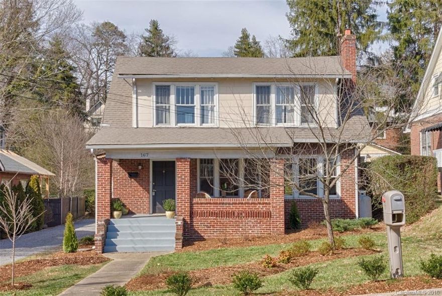 Charming 1920s Arts and Crafts home in North Asheville with proximity to thriving downtown Asheville.  Walkable to UNCA, the Botanical Gardens and shopping and dining on Merrimon Avenue. This charming 3 bedroom/ 2.5 bath home has period details including wide molding, glass door knobs, French doors, built-ins, picture rail molding and a brick fireplace.  Relax on the Southern style front porch of this historic home.  Updated plumbing, electric, furnace and roof.  See brochure for details.