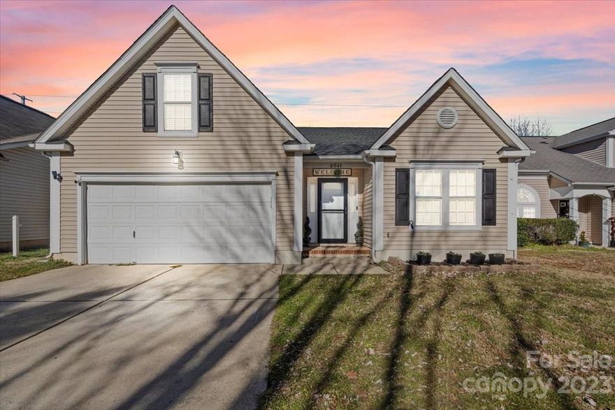 Step into the welcoming embrace of this charming 4 bedroom, 2 bath haven nestled in the coveted Kingstree community. The living room features soaring vaulted ceilings. Seamless transitions lead you from the living room to the dining area and into the well-appointed kitchen boasting sleek white cabinets and elegant granite countertops. Discover a sunlit front bedroom, perfect for doubling as a vibrant home office space. The generously sized primary bedroom continues the theme of airy spaciousness, enhanced by vaulted ceilings and a walk-in closet. Indulge in the primary bathroom's garden tub and standalone shower. Adjacent to the primary bedroom is a third bedroom, offering versatility for various needs. Venture upstairs to find a sizable bonus area, ideal for transforming into a fourth bedroom or flex space to suit your lifestyle. The fully fenced backyard beckons with recreational delights, featuring a swing set and trampoline. This home also comes equipped with a new HVAC system.