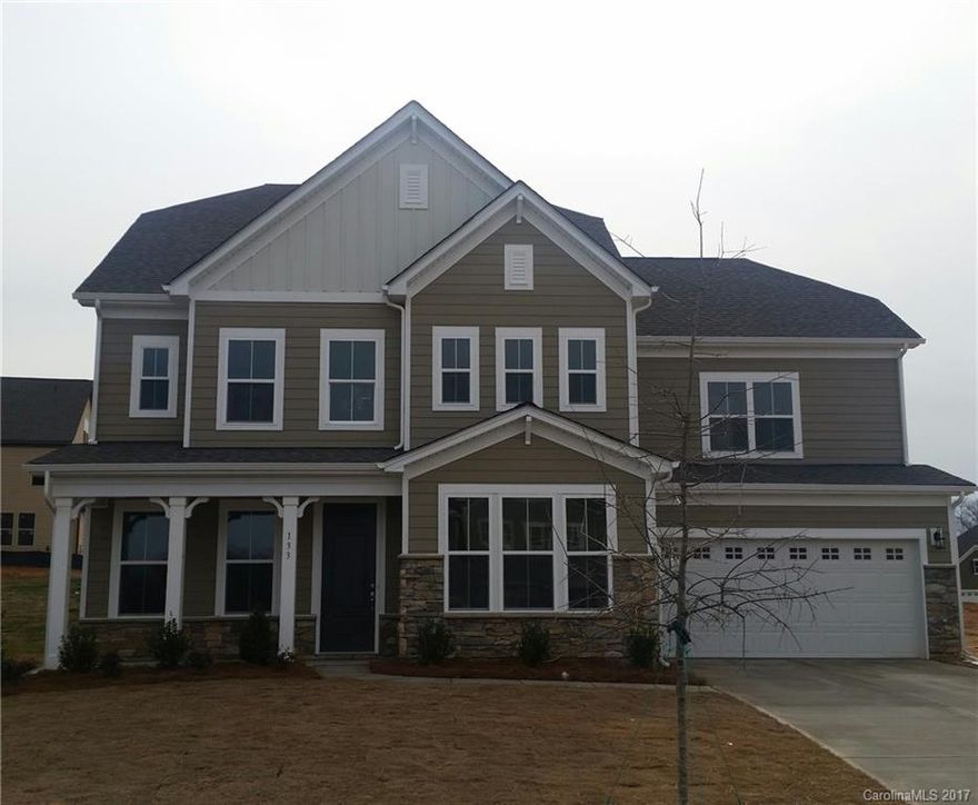 Spacious floor plan that features a Gourmet kitchen w/ large island and stainless appliances,5" hardwoods on main level and at stairs, master suite on main level w/ Huge closet and spa like owners bath, huge bonus room on second level and a loft area, large rear covered porch. Close to shopping and I-77