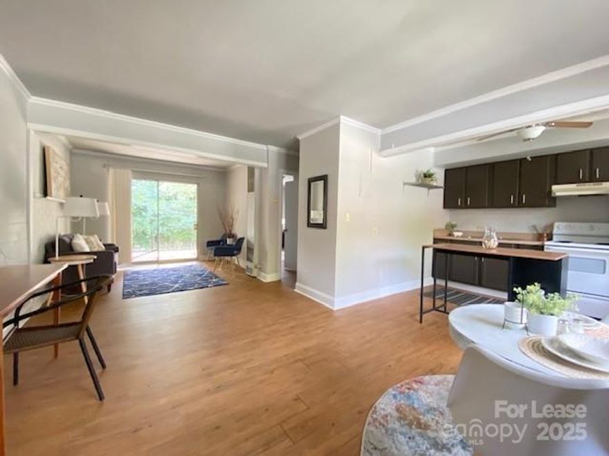 **This property has been leased and will show closed when the tenant moves in**Convenient 1 bedroom 1 bath apartment in small 7 unit complex surrounded by Plaza Midwood homes. Upper level apartment with laminate floors, covered deck overlooking backyard. Complex has an on-site coin operated laundry available in the common areas. Gas wall furnace, Window a/c unit in bedroom and portable a/c unit in dining area. Water and Lawn care included in monthly rent. Monthly rent with 1 resident is $1195 and with 2 residents is $1220. Great location. Walking distance to brewers, pubs, shopping, & dining. 1 parking space. Many long term residents in this complex.  Pets are conditional (restrictions apply) with a $300 non-refundable pet fee and monthly pet rent of $25.00/month. No smoking allowed. Hurry before this unit is leased.